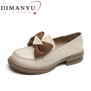 Dress Shoes DIMANYU Loafers Women Spring British Style Women's Shoes Large Size 41 42 43 Platform Bow Preppy Style Girl Shoes 230817