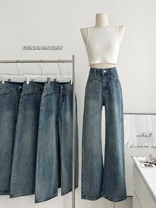 Dżinsy damskie Vintage Street szeroko workowate, Casual Chic Femme Ladies Comfort Fashion Mass Mass Pant 230817