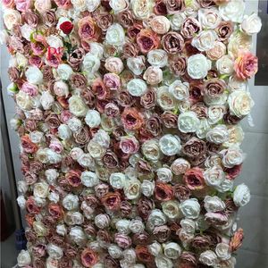 Flores decorativas SPR 4 pés de 8 pés (1,2 2,4m) Roll Up Wedding Wedding Artificial Silk Rose Flower Wall Planel para decoração