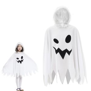 Cosplay Halloween Costume Płaszcz Karnawał z Hood White Ghost for Girls Children Princess Elf Party 230818