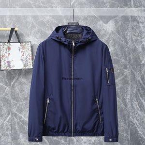 2023 new autumn/winter jacket men's triangle standard tooling hooded coat storm jacket trench coat men