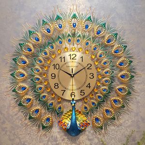 Wall Clocks Large Peacock Clock For Living Room Bedroom Office Restaurant Metal Silent Modern Luxury Art Home Hanging Watch