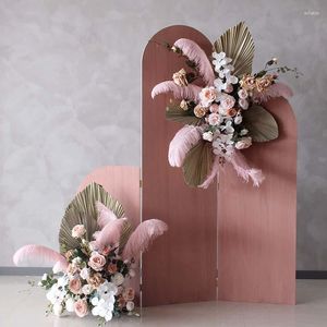 Декоративные цветы роскошные перо в фанат фанат лист искусственный розовый цветок свадебный фон декор подвесной цветочный скандал