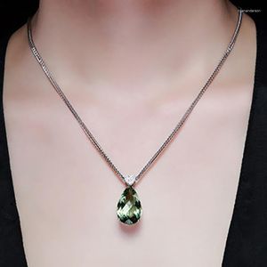 Collane a pendente coonrocita goccia d'argento colore cz collana verde cristallo cratch gocce di acquerello per le donne studentesse regalo