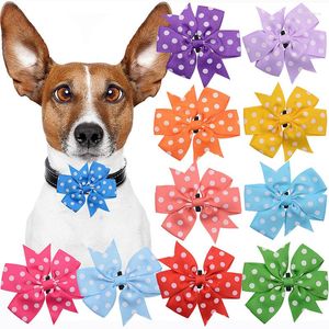 Dog Collars 10Pcs Random Color Flower Shape Dot Bow Ties Cat Daily Party Festival Collar Necklace Pet Grooming Accessories Gift