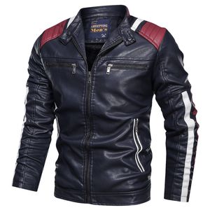 Mäns jackor Herrläderjacka Male 6xl Matchande Stand Collar Streetwear Pu Leather Causal Bike Jacket Men Brand Clothing AF9016 230816