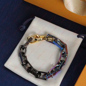 Luxury designer fashion hip hop dazzle colour quenched male and female titanium steel matching color Bracelets Chain, personality master essential fashion item