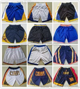 Pantaloncini da basket cuciti 2023 Game City Pantaloni neri blu bianchi 100% ricamo Stephen Curry Klay Thompson Draymond Pantaloni sportivi verdi Taglia S-XXL