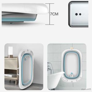 Badkarplatser Portable Shower Basin med smart termometer Fällbar baby shower Badkar för barn Säkerhet Collapsible Pet Bath Tubs Barrel R230818