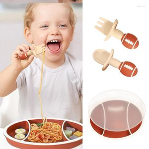 Dinnerware Define Silicone Toddler Plate Rugby Ball Shape Swort for Auto -Feeding Training Dished Dish Kids Supplies