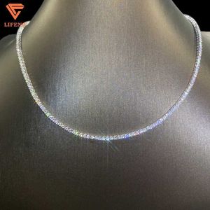 Wholesale Price Hip Hop Jewelry 2mm d Vvs Moissanite Tennis Chain Gra Certificate 925 Silver White Gold Tennis Necklace