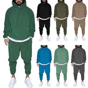 Erkek Trailtsuits Trailtsuit Jogger Sportswear Sıraslı Sweatershirts Sweatpants Street Giyim Külkü Düz Renk Polar Hoodies Sports Suit 230818