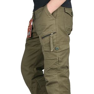 Herr jeans overaller lastbyxor män våren hösten casual multi fickor byxor streetwear armé raka slacks militär taktisk 230817