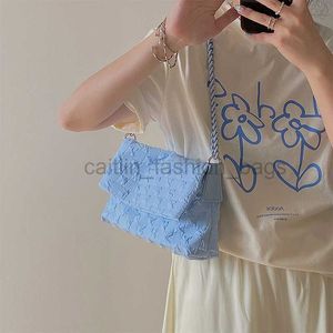 Designer Bag 2023 Korean summer niche texture blue chain flip canvas versatile underarm for women designer bag caitlin_fashion_bags