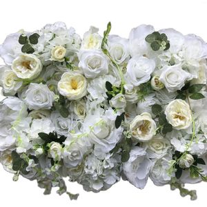 装飾的な花トングフェンホワイト24pcs/lot人工シルクローズペーニーアジロヘア3Dフラワーウォールパネルウェディングパーティーの背景装飾