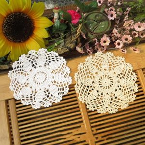 Table Mats Round Cotton Flower Placemat Cup Handmade Christmas Place Mat Cloth Crochet Coffee Tea Doily Wedding Pad