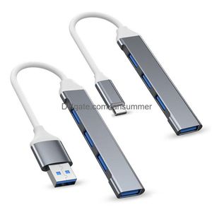 USB Hubs Hub 3.0 Tip C 4 bağlantı noktası çoklu ayırıcı adaptör otg Yüksek hızlı pratik yerleştirme istasyonu Xiaomi Lenovo MacBook Pro DHPHD için