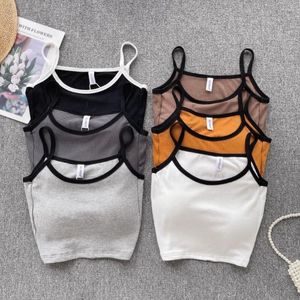 Tanques femininos American Sexy Spaghetti Strap Camisoles para mulheres Bare Basriff Knitting Tank Top Top Top Verão Versátil Gallus Dropship