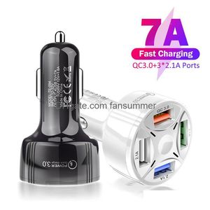 Cell Phone Chargers 4 Ports Multi Usb Car Charger 35W Quick 7A Mini Fast Charging Qc3.0 2.1A For Fruit 13 Xiaomi Huawei Mobile Adapter Dhoo7