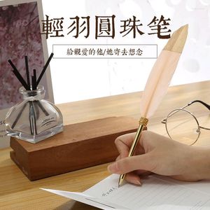 Spot Feather Metal Ball Point Pen Retro Creative Signature Gift Box Real Fet Luxury Ball Point