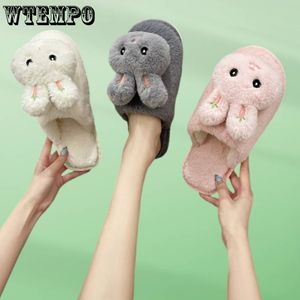 Tofflor wtempo kawaii fluffiga kvinnor vinter hem tofflor damer djur söt kanin varm plysch inomhus tofflor casual skor släpp 230817