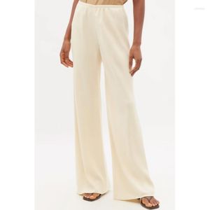 Pantaloni da donna Brand Fashion Brand R0W Gamba larga dritta a vita alta pantaloni morbidi 2023 Summer Simple Style Pantal