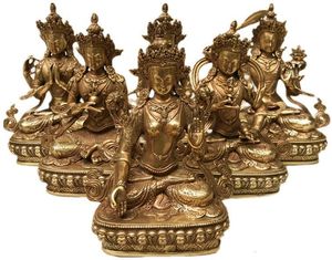 Obiekty dekoracyjne figurki 21 cm posąg miedzi medycyna mistrz Buddha żółty bóg bogactwo zielone tara vajrasattva wielki biały parasol okładka Sun Tathaga 230817