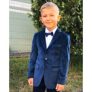 Jackets Velvet Boy's Slim Suit Notch Collar Single Breasted Suits Page Boy Luxury Children's in Blazers for Boys 230817