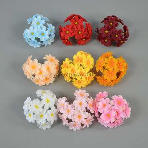 Decorative Flowers Wreaths 5PCS Artificial Fake Silk Cherry Blossom Flower Head For Diy Wedding Home Garland Headwear Wearth Decorative Accessory Props HKD230818