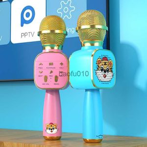 Microphones DS813 Little Yellow Duck Portable Wireless Microphone Children's Toys BluetoothスピーカーワンクリックサウンドHKD230818