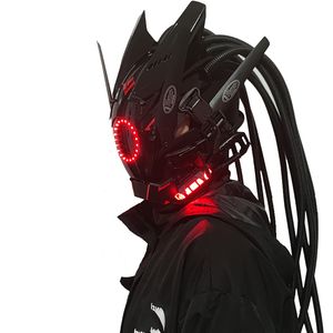 Party Masks Upgrade Predator Tube Dreadlocks Mask Cosplay Matrix Machines Squids Sentinel Cyberpunk Masks Red LED Light Props Halloween 230817