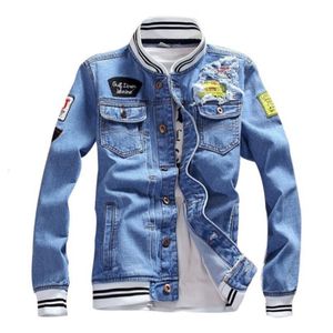 Herrenjacken Denim Luxus Stehkragen Stickerei Motorradjacke Blauer Mantel 5XL Männer Frauen Outwear Bomber Jean 230817