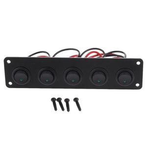 ATV delar 12-24V 5 gäng rund streck rocker växel switch panel blå/röd/grön lysdator för rv båt yacht marin buss husbil etc. ip67 waterp dhplz