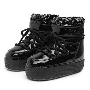 Boots Brand Design Lace-Up Snow Boots 2023 Winter Women Platform Platfor