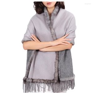 Sciarpe pelliccia di lussuoso poncho donne primaverile autunno inverno inverno rivestimento invernale in cashmere grigio doppio colore s25