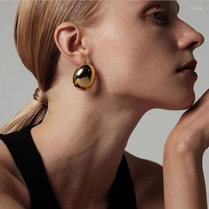 Bolzenohrringe polierte Edelstahl Geometrische Ungewöhnliche klobig für Frauen glatt 18K PVD Gold plattiert Hoops Schmuck Femme Bijoux