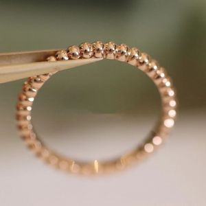 Beads Water Ripple Ring For Women Simple Fashion Beaded Rings Stainless Steel Mini Jewelry Gift