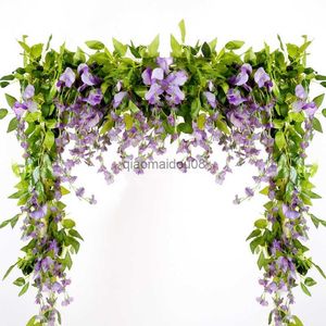 Dekorativa blommor kransar 1,8 m konstgjorda wisteria blommor vinrankor blommor strip träd vinrankor dekorativ växt wisteria blommor rotting falska blommor rotting hkd230818