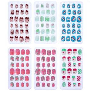 False Nails 144 PCS Nail Decals Design Barnklistermärken Kid Flaky Bow Fake Tip Abs Girls Full Kids