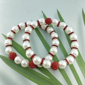 Странд ручной эластичные белые красные бусины Греческий женский клуб Первый любимый женский браслет ювелирные изделия