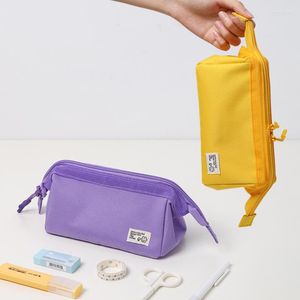 Bolsa de lápis de urso e árvore feliz, tive um bom dia bolsa de armazenamento colorida para artigos de papelaria Escola Office A6949