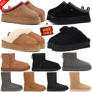 Designer Classic style Snow Boots Australia Mini Platform Boot Women Tazz Slippers Tasman Suede Slides Winter Wool Warm Booties Sheep Skin Shoes Ankle Bootes