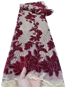 Seercins Flannelette 5 ярдов ткани кружево африканское швейное ремесло Ladies Royal Blue Dress Вечернее платье для вечеринки нигерийская швейная текстильная женское свадебное платье 2023 Новое YQ-7091