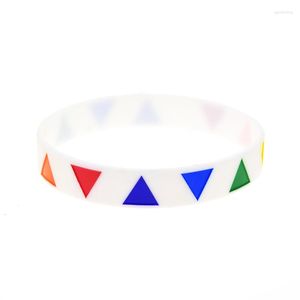 Charm Bracelets 1 PC Triangle Logo Pride Silicone Wristbands 1/2 Inch Wide Rubber Sports Bangle Jewelry Gifts