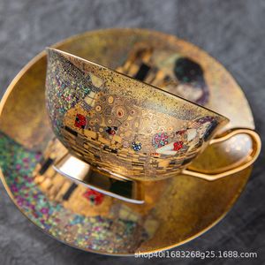 Kubki luksus europejski kubek do kawy podwójny zestaw vintage brytyjski kubek kość Chiny egipska para design espresso mleko tazas piękne 230817