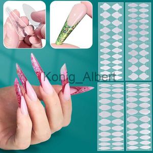 False Nails 24pcs Acrylic French Manicure Stickers for Nail Form Poly Nail Gel Extension Quick Building Mold Reusable Silicone Pads No Glue x0818