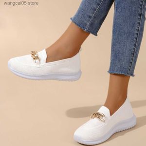 Dress Shoes Women's Chain Flats for Women Round Toe Slip on Casual Shoes Fabric Flats Breathable Comfy Walking Shoes white sneakers women T230818