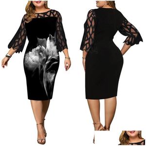 Plus Size Kleider Vintage Frühling Sommer Elegantes Kleid Frauen Freizeit Arbeit tragen Büro Bodycon formelle Hochzeitsfeier Braut Bräutigam Mutter Dhueo