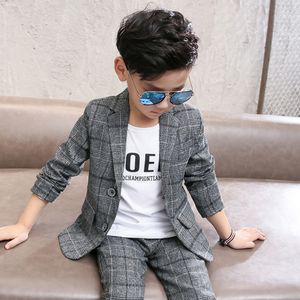 Clothing Sets Boy Suit Set Plaid Pattern Clothes For Boys Jacket Pants Kids Casual Style 230818