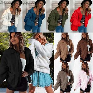 Women's Wool Blends Womens Winter Wool Coats Lamb Soft Warm Outerwear Tops Solid Color With Pocket Woman Fashion Casual Coat Lapel Neck 9 Colors Z230818